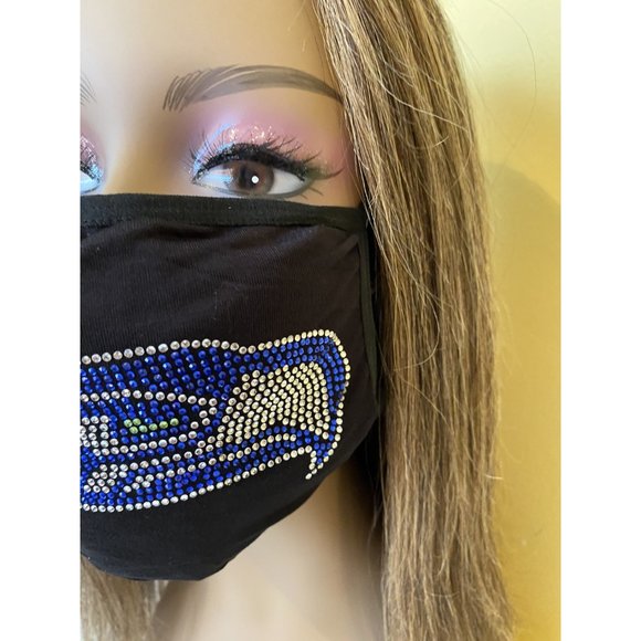 Seattle Seahawks Bling Face Mask Front Logo - Picture 8 of 11